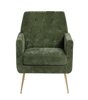 Crestview Collection Modern Accent Chair - Stylish Upholstered Furniture With Button Tufting And Gold Legs For Any Room Green Solid Wood Evfzr4352egrn
