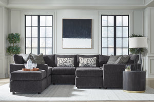 Fusion Ripple Midnight Modular Sectional Sofa In Charcoal - Includes Ottomans, Pillows, And Versatile Design Charcoal W ,100% Polyester 3500-11l 15 19kp 03 19kp 15 11r 03 Ripple Midnight Sectional.Jpeg
