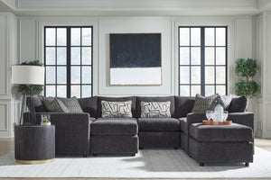 Fusion Ripple Midnight Modular Sectional Sofa In Charcoal - Includes Ottomans, Pillows, And Versatile Design Charcoal W ,100% Polyester 3500-11l 15 19kp 03 19kp 15 11r 03 Ripple Midnight Sectional.Jpeg