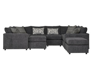 Fusion Ripple Midnight Modular Sectional Sofa In Charcoal - Includes Ottomans, Pillows, And Versatile Design Charcoal W ,100% Polyester 3500-11l 15 19kp 03 19kp 15 11r 03 Ripple Midnight Sectional.Jpeg