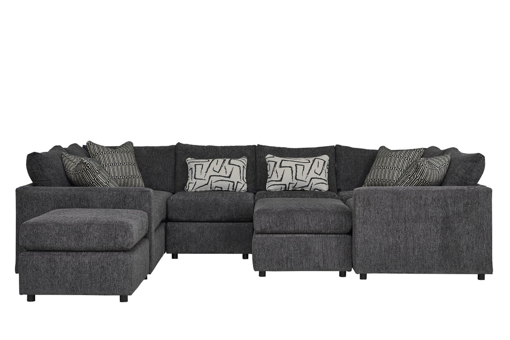 Fusion Ripple Midnight Modular Sectional Sofa In Charcoal - Includes Ottomans, Pillows, And Versatile Design Charcoal W ,100% Polyester 3500-11l 15 19kp 03 19kp 15 11r 03 Ripple Midnight Sectional.Jpeg