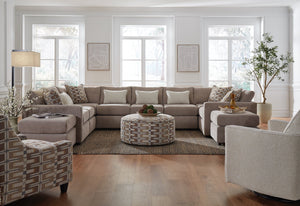 Fusion Nolte Pebble Modular Sectional With Ottomans, Pillows & Reversible Cushions For Ultimate Comfort Tan Ws ,100% Polyester 3500-11l 19kp 15 19kp 19kp 19kp 15 11r Nolte Pebble Sectional.Jpeg