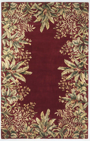 Homeroots 5' X 8' Ruby Red Wool Floral Hand Tufted Area Rug  Wool 350000