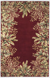 Handmade Ruby Red Round Wool Floral Area Rug - Elevate Your Living Space with Style & Charm