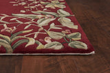 Homeroots 5' X 8' Ruby Red Wool Floral Hand Tufted Area Rug  Wool 350000