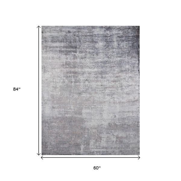 HomeRoots 5' Slate Gray and Dark Gray Abstract Hand Loomed Area Rug – Contemporary Elegance for Your Space 5' X 7' 350030