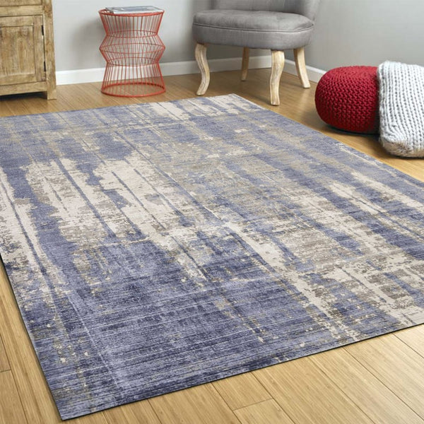 HomeRoots 5' Gray and Ivory Abstract Hand Loomed Area Rug - Soft Viscose Pile for Modern Elegance and Comfort 5' X 7' 350031