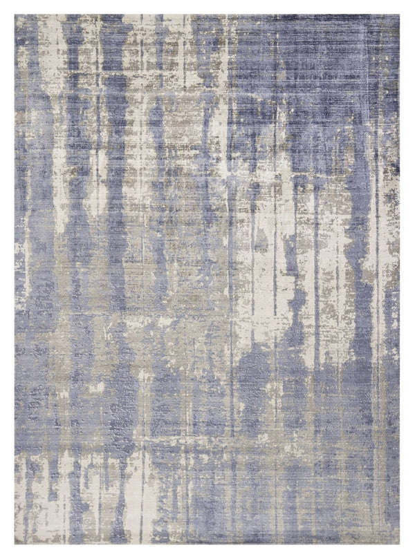HomeRoots 5' Gray and Ivory Abstract Hand Loomed Area Rug - Soft Viscose Pile for Modern Elegance and Comfort 5' X 7' 350031