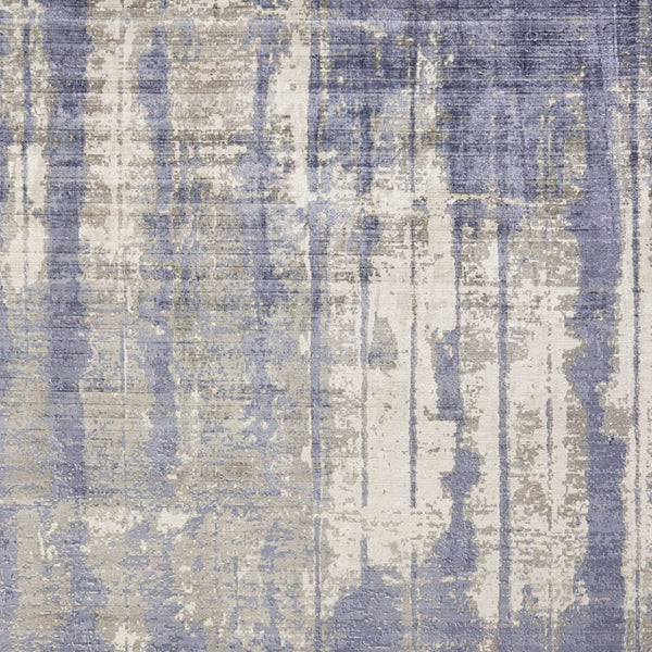 HomeRoots 5' Gray and Ivory Abstract Hand Loomed Area Rug - Soft Viscose Pile for Modern Elegance and Comfort 5' X 7' 350031