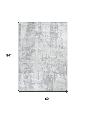 HomeRoots 5' Modern Abstract Hand-Loomed Area Rug in Dark and Light Gray – Adds Style and Warmth to Any Space 5' X 7' 350032