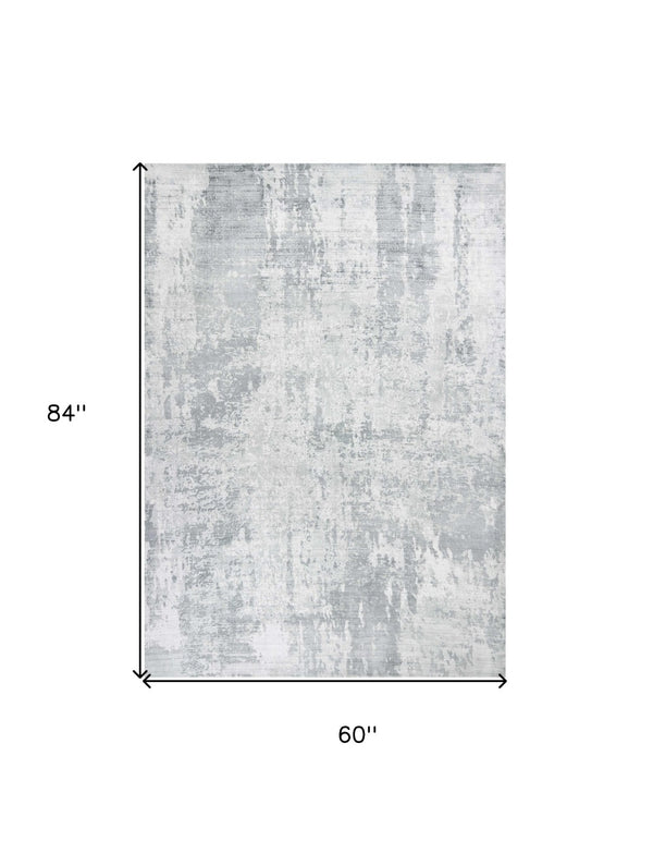 HomeRoots 5' Modern Abstract Hand-Loomed Area Rug in Dark and Light Gray – Adds Style and Warmth to Any Space 5' X 7' 350032
