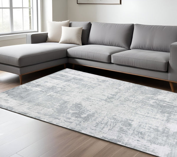 HomeRoots 5' Modern Abstract Hand-Loomed Area Rug in Dark and Light Gray – Adds Style and Warmth to Any Space 5' X 7' 350032