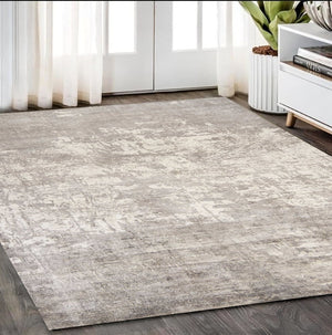 HomeRoots 5' Hand-Loomed Beige and Ivory Abstract Area Rug - Modern Elegance for Your Living Space 5' X 7' 350033