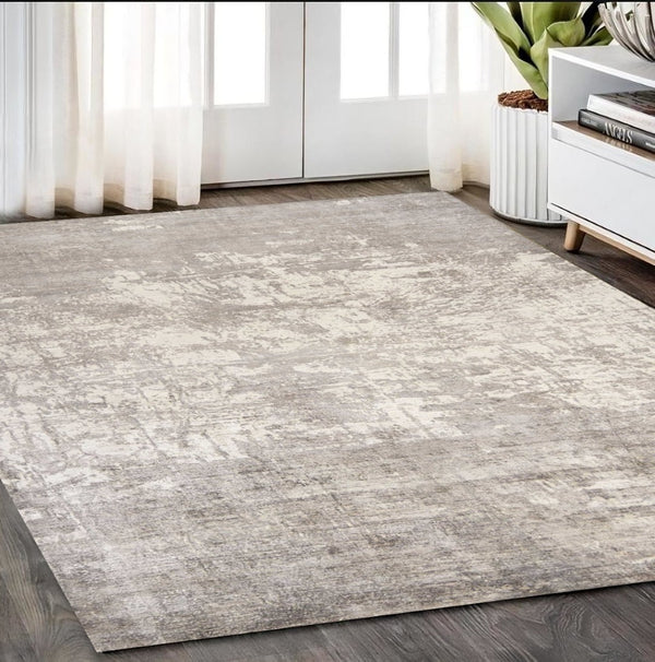 HomeRoots 5' Hand-Loomed Beige and Ivory Abstract Area Rug - Modern Elegance for Your Living Space 5' X 7' 350033