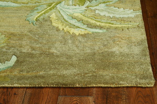 Homeroots 5' X 8'  Wool Moss Area Rug  Wool 350035
