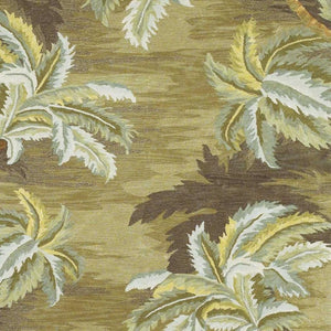 HomeRoots 5' Tropical Botanical Wool Area Rug in Moss Green and Yellow - Hand-Tufted Elegance for Your Home 5' X 8' 350035
