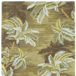 HomeRoots 5' Tropical Botanical Wool Area Rug in Moss Green and Yellow - Hand-Tufted Elegance for Your Home 5' X 8' 350035