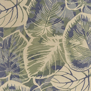 HomeRoots 5' Tropical Botanical Wool Area Rug in Blue Green Beige – Hand-Tufted, Stylish Comfort for Your Home 5' X 8' 350036