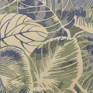 HomeRoots 5' Tropical Botanical Wool Area Rug in Blue Green Beige – Hand-Tufted, Stylish Comfort for Your Home 5' X 8' 350036