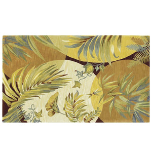 HomeRoots 5' Coral Green and Ivory Hand-Tufted Wool Area Rug with Tropical Botanical Design for Elegant Spaces 5' X 8' 350037