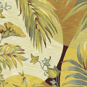 HomeRoots 5' Coral Green and Ivory Hand-Tufted Wool Area Rug with Tropical Botanical Design for Elegant Spaces 5' X 8' 350037
