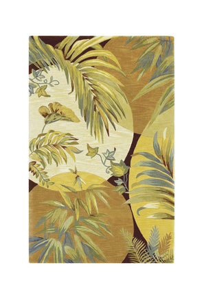 HomeRoots 5' Coral Green and Ivory Hand-Tufted Wool Area Rug with Tropical Botanical Design for Elegant Spaces 5' X 8' 350037