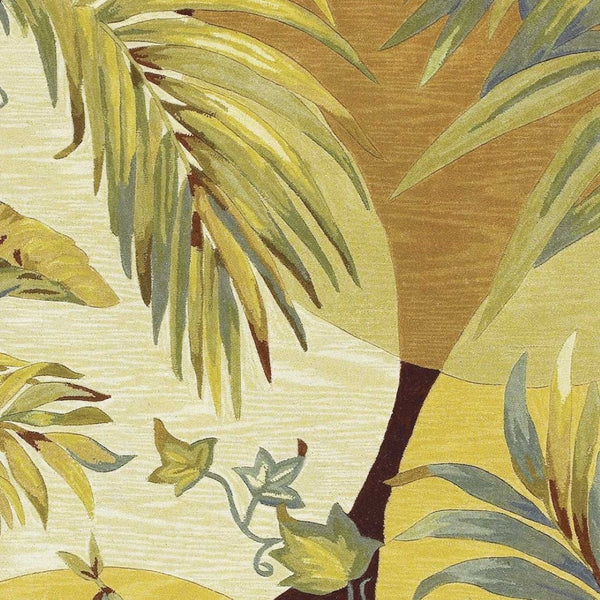 HomeRoots 5' Coral Green and Ivory Hand-Tufted Wool Area Rug with Tropical Botanical Design for Elegant Spaces 5' X 8' 350037