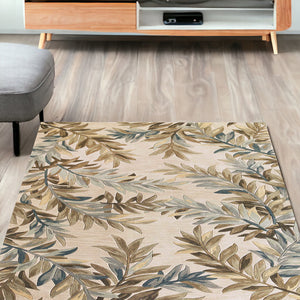 Homeroots 5' X 8' Ivory Hand Tufted Pinnate Fronds Indoor Area Rug  Wool 350038