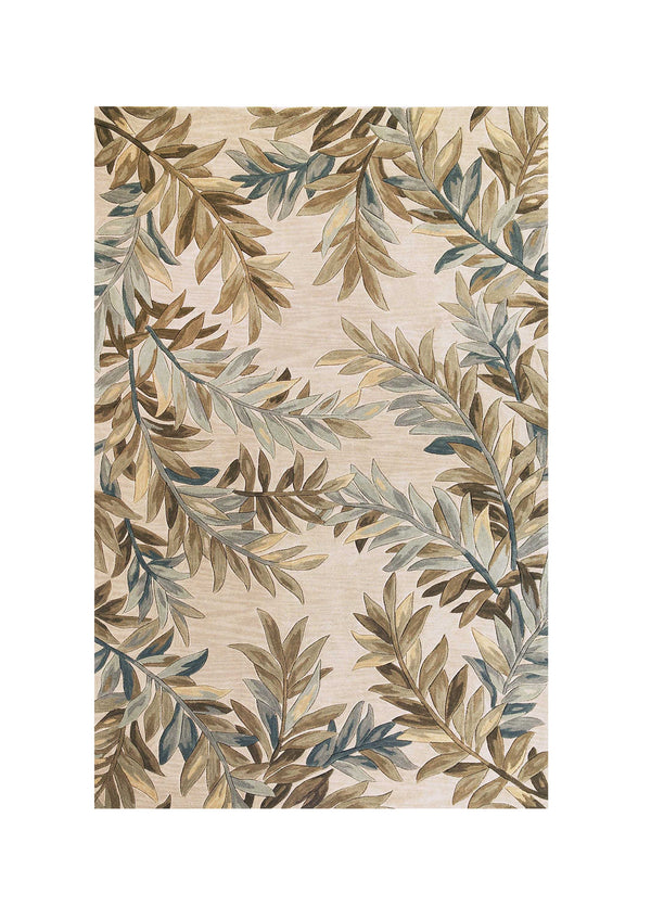 Homeroots 5' X 8' Ivory Hand Tufted Pinnate Fronds Indoor Area Rug  Wool 350038
