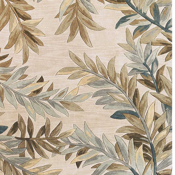 Homeroots 5' X 8' Ivory Hand Tufted Pinnate Fronds Indoor Area Rug  Wool 350038
