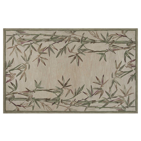 Homeroots 5' X 8' Ivory Hand Tufted Bordered Bamboo Indoor Area Rug  Wool 350042