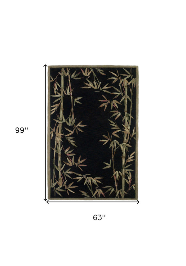 Homeroots 5' X 8'  Wool Black Area Rug  Wool 350043