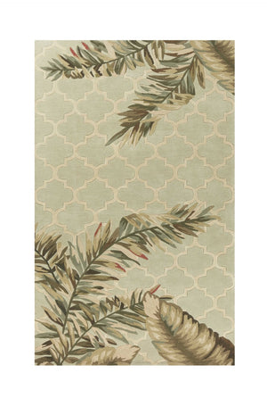 HomeRoots 5' Hand-Tufted Wool Area Rug in Sage Taupe & Green Botanical Design for Elegant Living Spaces 5' X 8' 350046