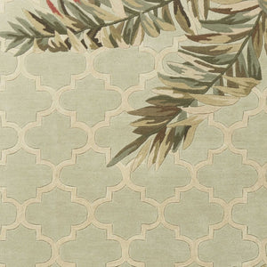 HomeRoots 5' Hand-Tufted Wool Area Rug in Sage Taupe & Green Botanical Design for Elegant Living Spaces 5' X 8' 350046