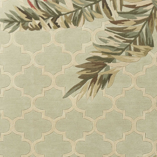 HomeRoots 5' Hand-Tufted Wool Area Rug in Sage Taupe & Green Botanical Design for Elegant Living Spaces 5' X 8' 350046