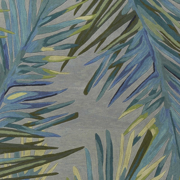 Homeroots 5' X 8' Grey Blue Hand Tufted Tropical Palms Indoor Area Rug  Wool 350048