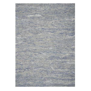 HomeRoots 7' Luxurious Hand-Tufted Wool Area Rug with Abstract Blue and Beige Design for Modern Interiors 7' X 9' 350054