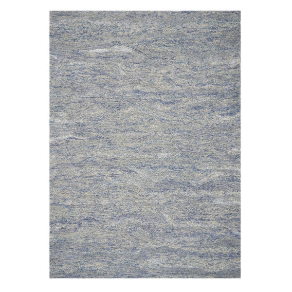 HomeRoots 7' Luxurious Hand-Tufted Wool Area Rug with Abstract Blue and Beige Design for Modern Interiors 7' X 9' 350054