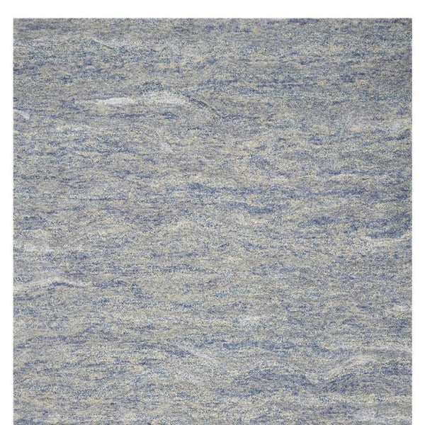 HomeRoots 7' Luxurious Hand-Tufted Wool Area Rug with Abstract Blue and Beige Design for Modern Interiors 7' X 9' 350054