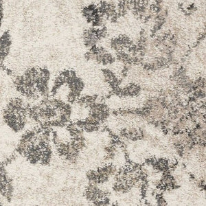 HomeRoots 8' Gray and Tan Floral Distressed Area Rug - Timeless Vintage Style for High-Traffic Family Spaces 8' X 10' 350055