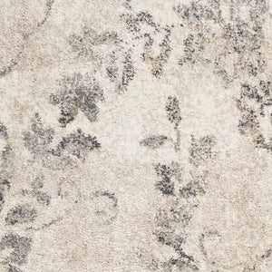 HomeRoots 8' Gray and Tan Floral Distressed Area Rug - Timeless Vintage Style for High-Traffic Family Spaces 8' X 10' 350055