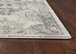 HomeRoots 8' Elegant Ivory and Gray Floral Medallion Area Rug - Durable, Low-Maintenance Design for Homes 8' X 10' 350057