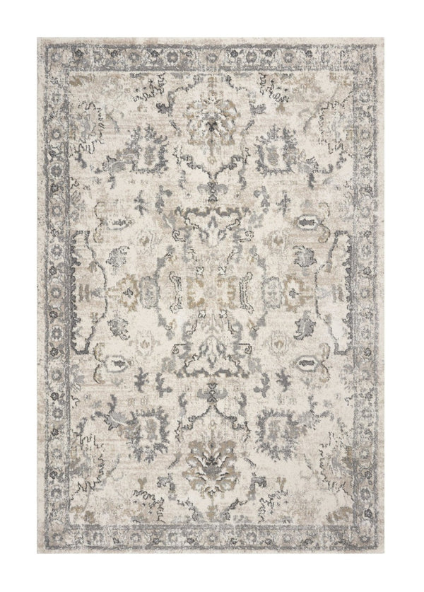 HomeRoots 8' Elegant Ivory and Gray Floral Medallion Area Rug - Durable, Low-Maintenance Design for Homes 8' X 10' 350057