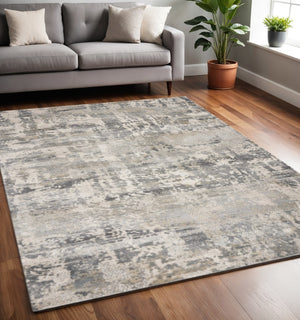 HomeRoots 7' Modern Gray and Tan Abstract Area Rug – Durable, Easy-Care, Stylish Addition for Any Space 7' X 9' 350062
