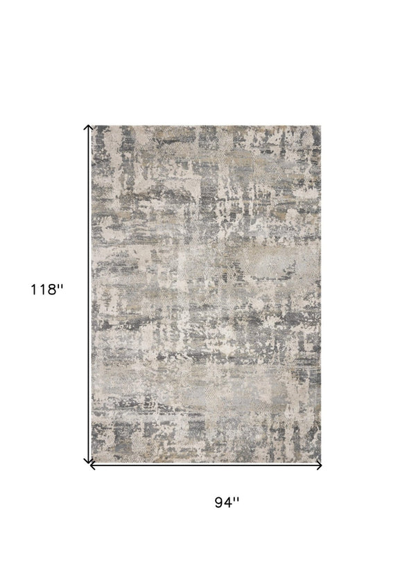HomeRoots 7' Modern Gray and Tan Abstract Area Rug – Durable, Easy-Care, Stylish Addition for Any Space 7' X 9' 350062