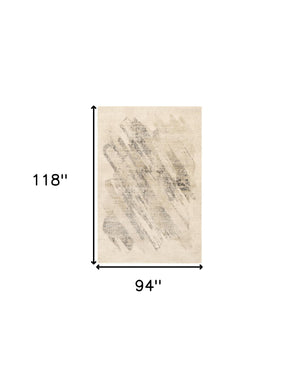 Homeroots 8' X 10' Ivory Grey Machine Woven Abstract Brushstrokes Indoor Area Rug  Polypropylene 350063