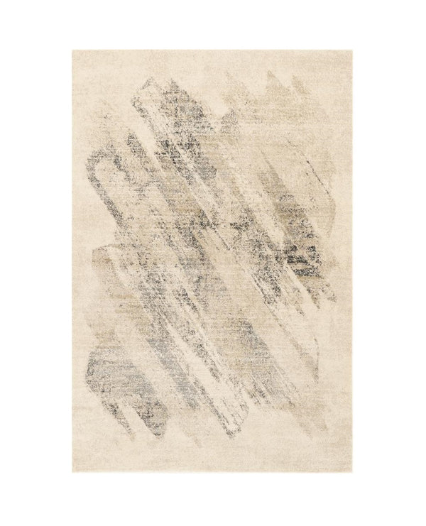 Homeroots 8' X 10' Ivory Grey Machine Woven Abstract Brushstrokes Indoor Area Rug  Polypropylene 350063