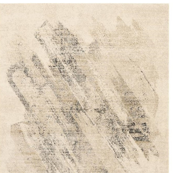 Homeroots 8' X 10' Ivory Grey Machine Woven Abstract Brushstrokes Indoor Area Rug  Polypropylene 350063