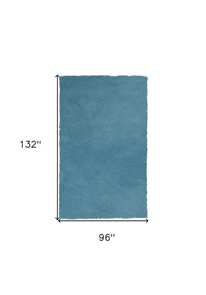 HomeRoots 8' Blue Hand-Woven Round Rug - Artisan Crafted, Durable Polyester, Perfect for Cozy Living Spaces 8' X 11' 350079
