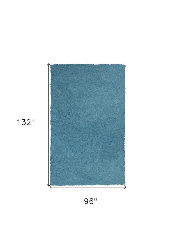 HomeRoots 8' Blue Hand-Woven Round Rug - Artisan Crafted, Durable Polyester, Perfect for Cozy Living Spaces 8' X 11' 350079